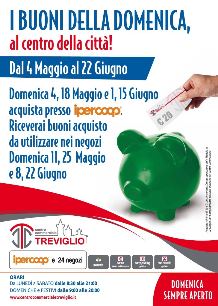 buoni della domenica cenro commerciale treviglio Max MArketing