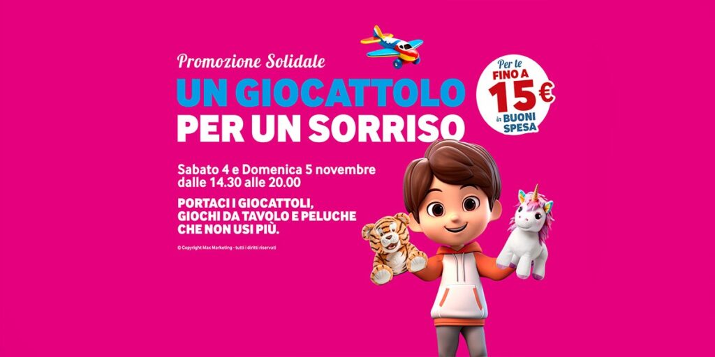 Promozione Solidale "Un Giocattolo per Amico" al Centro Commerciale LE VELE - by Max Marketing