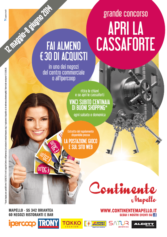 Concorso a premi Apri la Cassaforte Centro Commerciale Continente Mapello